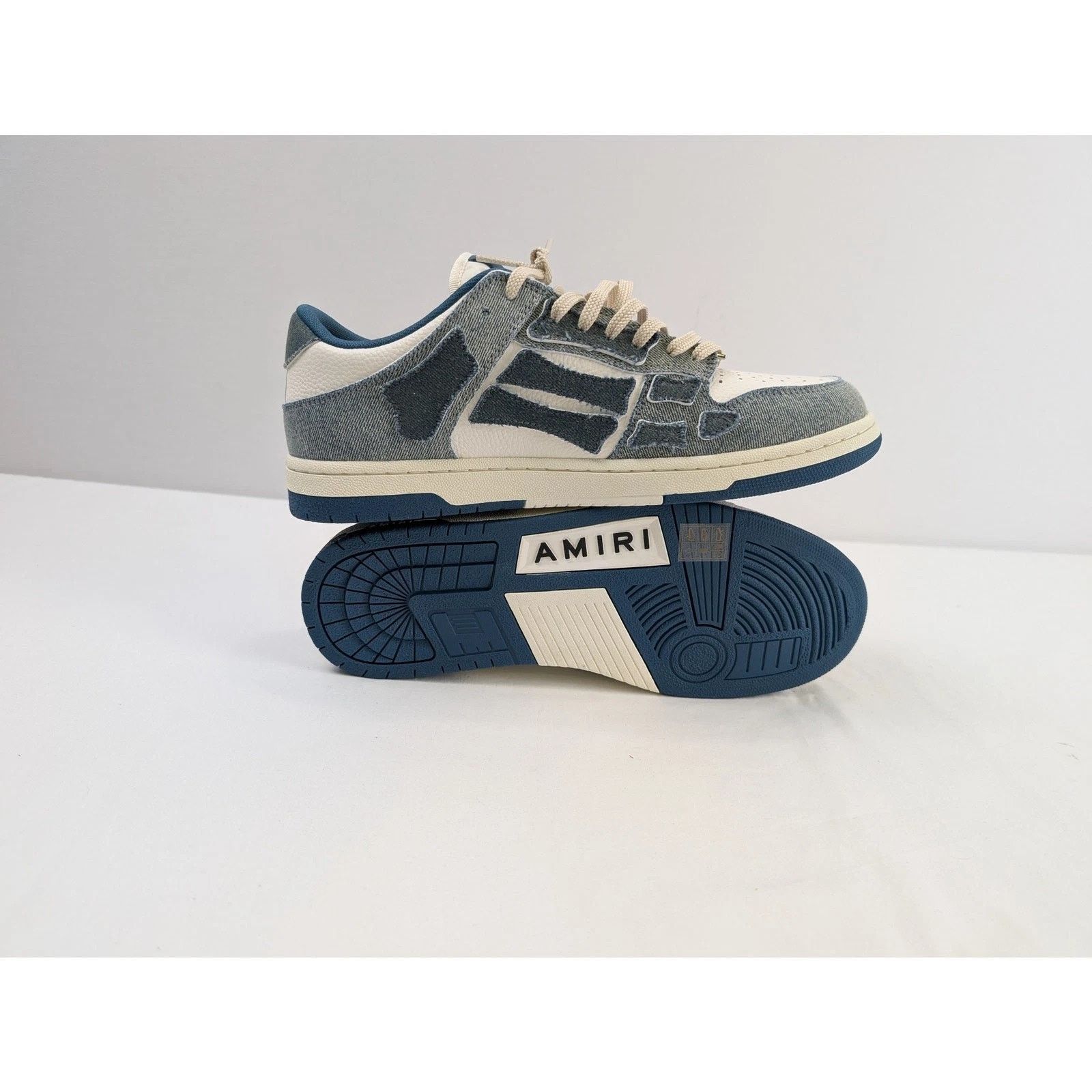Amiri o1rshd1 Vintage Denim Skel Top Low in Slate Blue Size US 11 / EU 44 - 15 Thumbnail