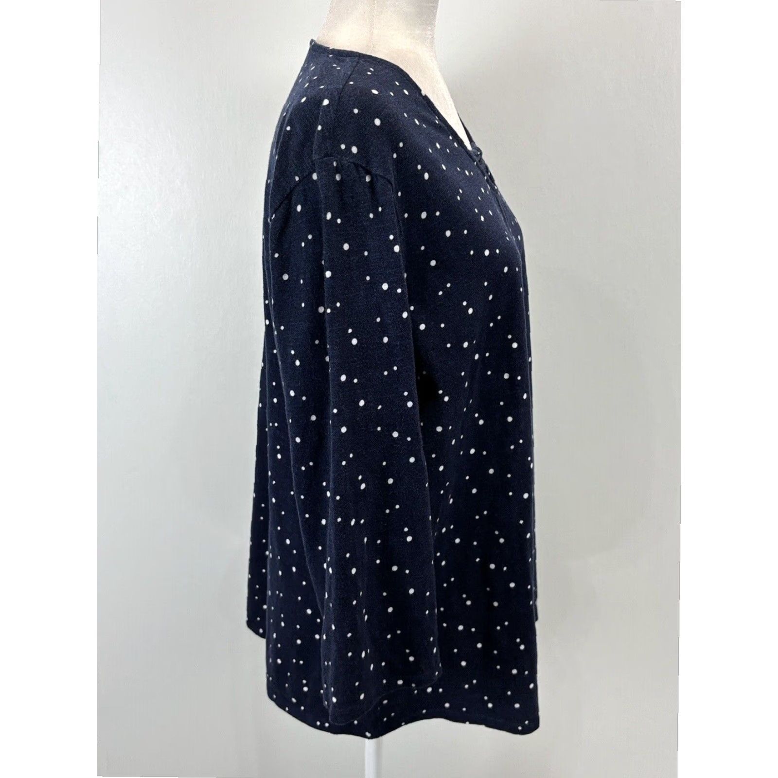 Vintage CHICOS Women's Polka Dot Casual T-Shirt Navy Blue Cotton X-Large Size XL / US 12-14 / IT 48-50 - 4 Thumbnail