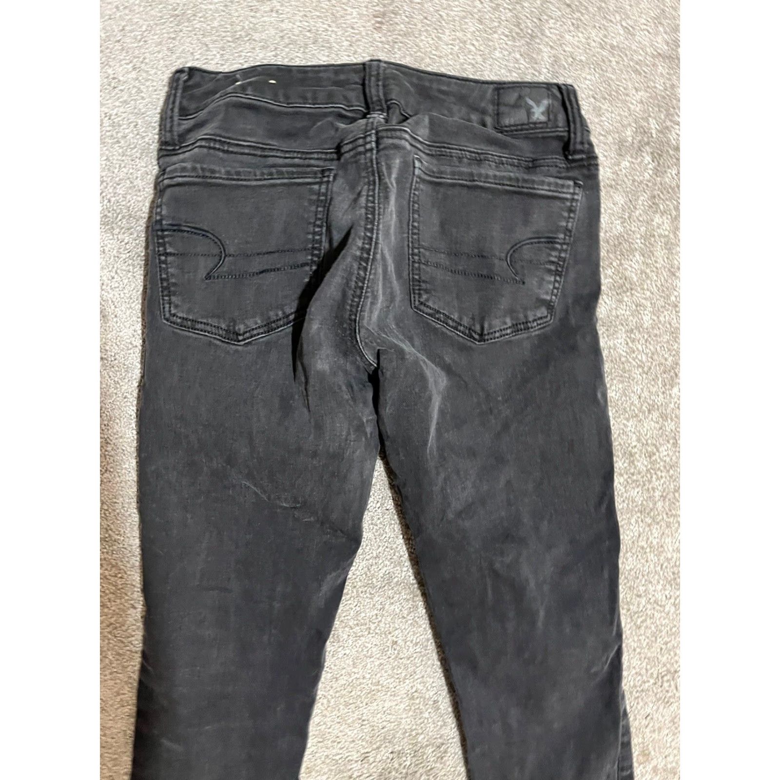 American Eagle Outfitters American Eagle Black Super Stretch Mid Rise Jegging Pants 2 Short Solid Womens Fit Denim 90s? Size 26" / US 2 / IT 38 - 4 Thumbnail