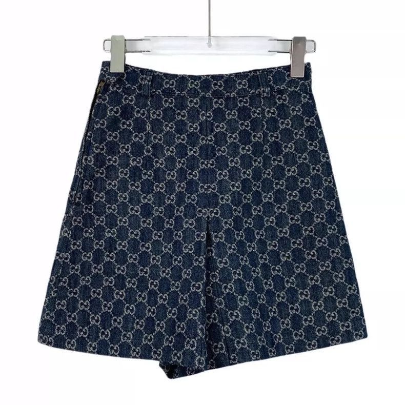Gucci Gucci Blue Logo Print Denim Shorts-2505 Size 35" - 2 Thumbnail