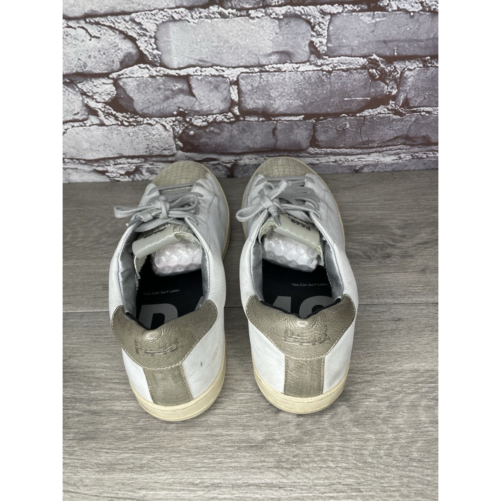 P448 P448 John Kale Bia White Leather Grey Lace Up Casual Sneaker Size US 11 / IT 41 - 13 Thumbnail