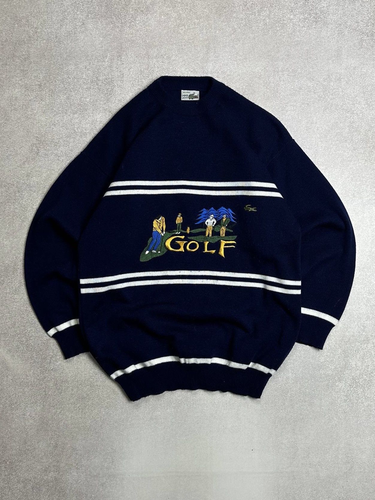 Lacoste Vintage Lacoste Golf Big Logo Embroidery Knit Sweater Rare Size US L / EU 52-54 / 3 - 1 Thumbnail