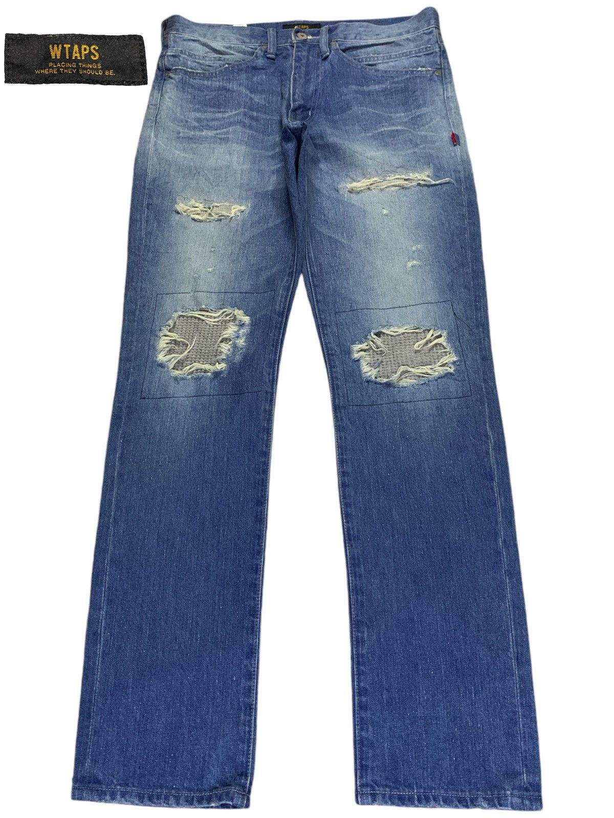 Wtaps Vintage USA Wtaps Faded Wash Patch Distressed Jeans Size US 32 / EU 48 - 1 Thumbnail