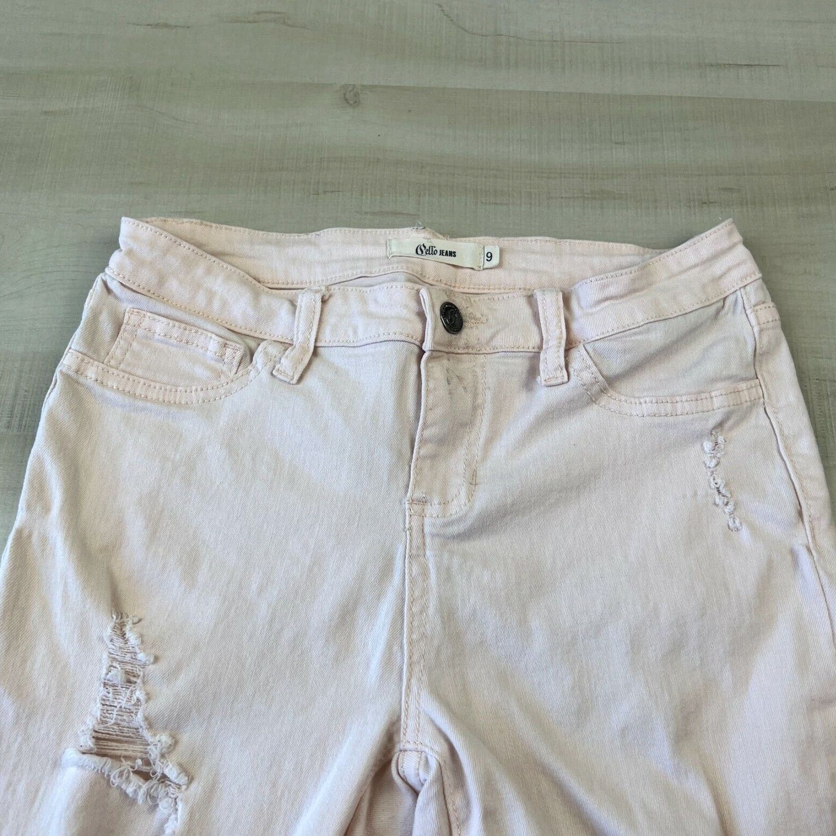 Pinko Cello Womens Blush Pink Distressed Skinny Jeans 9 Juniors Stretch Cotton Blend Mid Rise Size 30" / US 8 / IT 44 - 2 Thumbnail