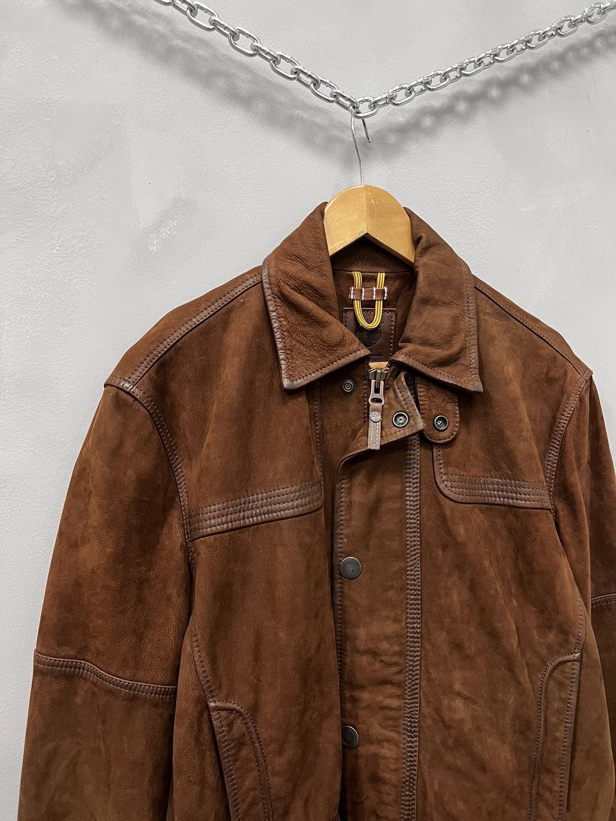 Timberland × Vintage distressed suede brown avant garde leather coat jacket Size US M / EU 48-50 / 2 - 2 Thumbnail