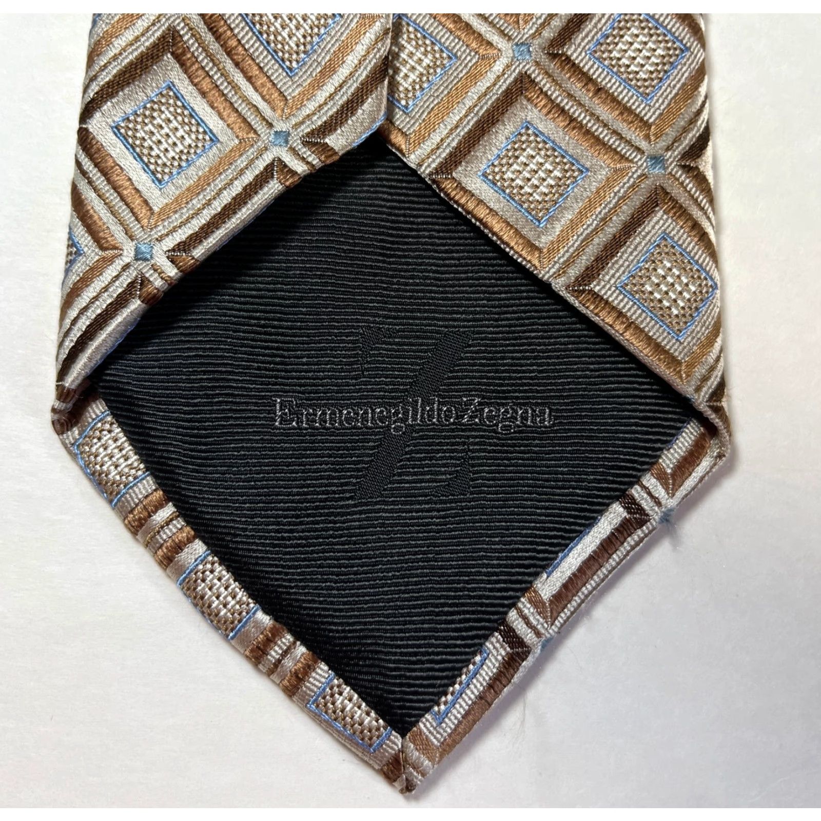 Ermenegildo Zegna Ermenegildo Zegna Men's Tie Geometric Woven Silk Made in Italy - Multicolor, Long Wide 60.5" 3 7/8" Pre-owned Luxury Designer Men’s Silk Necktie Size ONE SIZE - 7 Thumbnail