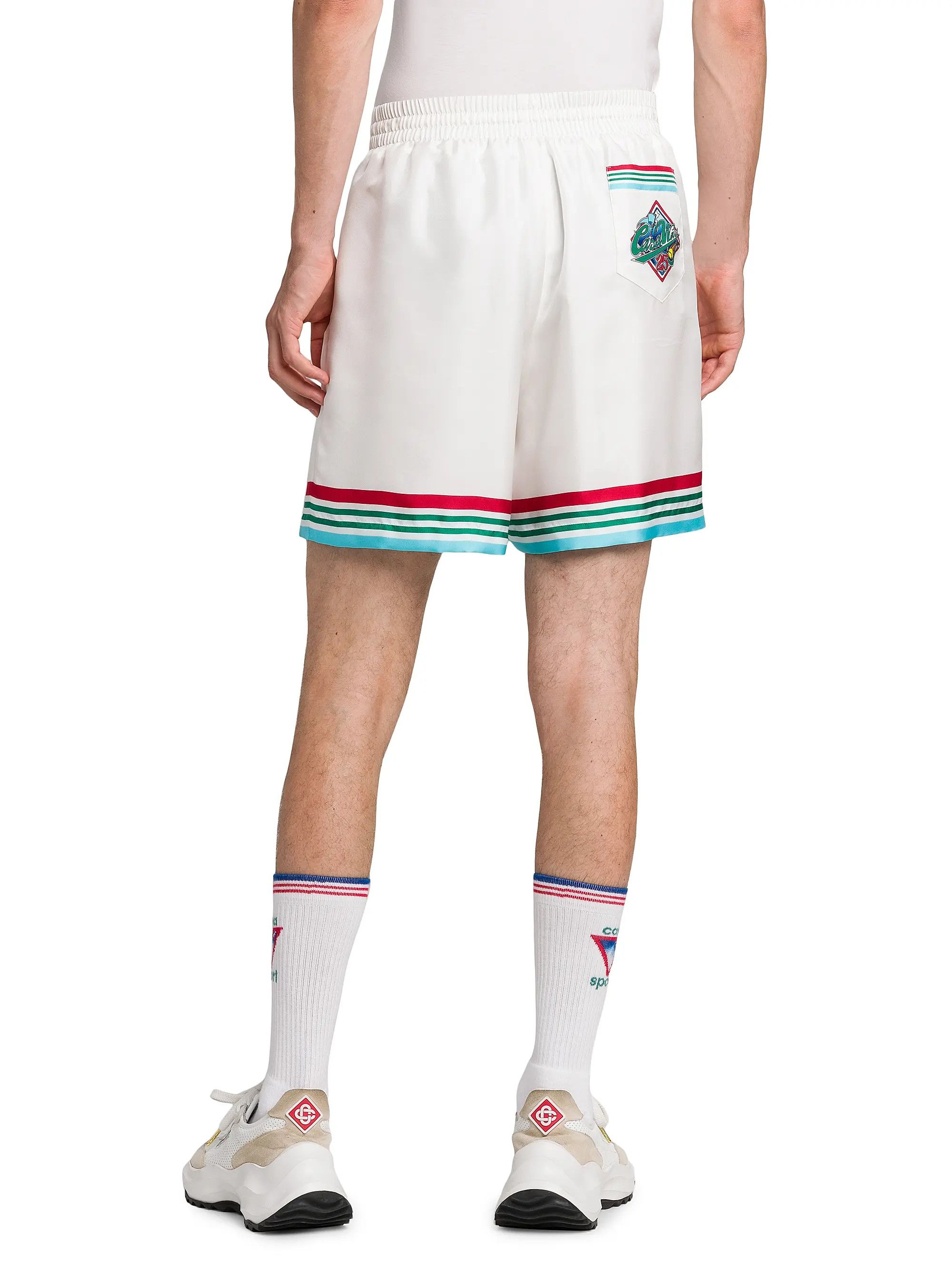Casablanca os11x0725 Striped Silk Drawstring Track Shorts in Multicolor Size US 32 / EU 48 - 4 Thumbnail