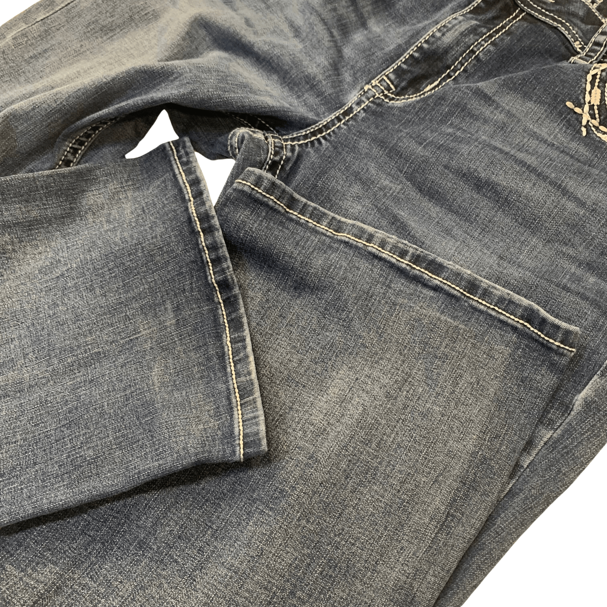 Grace in LA Y2K Chunky Stitch Embellished Bootcut Jeans | 33" | Grace Size 33" - 8 Thumbnail