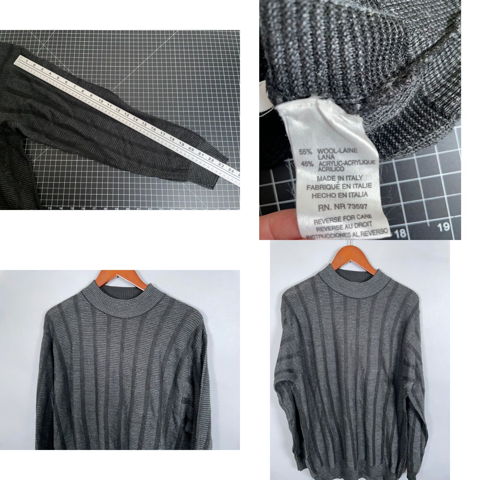Vintage VINTAGE Fiji Mock Neck Sweater Adult XL Gray Striped Lightweight Knit 90s Mens Size US XL / EU 56 / 4 - 8 Thumbnail
