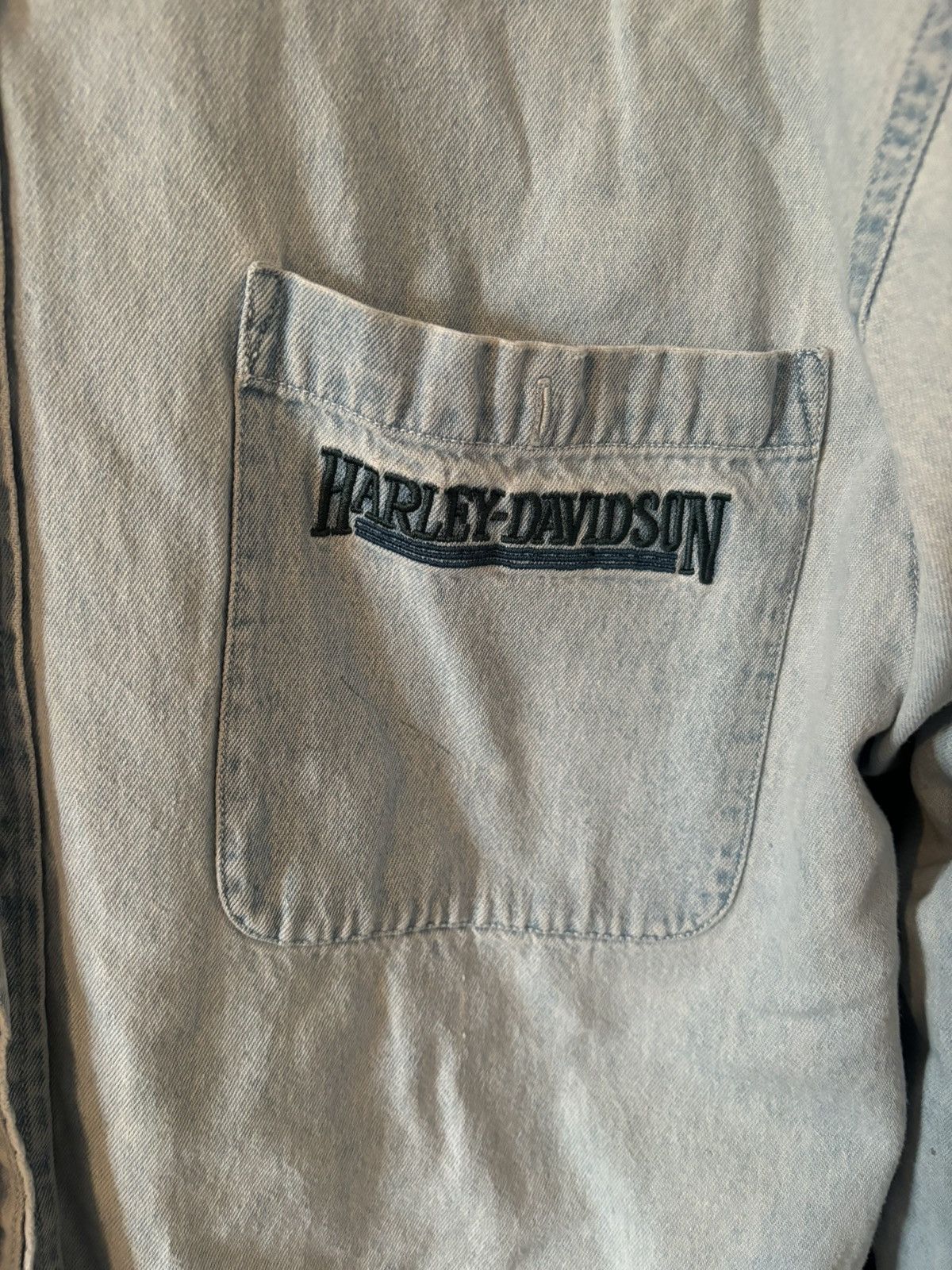 Harley Davidson × Vintage Long Sleeve Harley Davidson Denim Button Up Size US XL / EU 56 / 4 - 4 Thumbnail