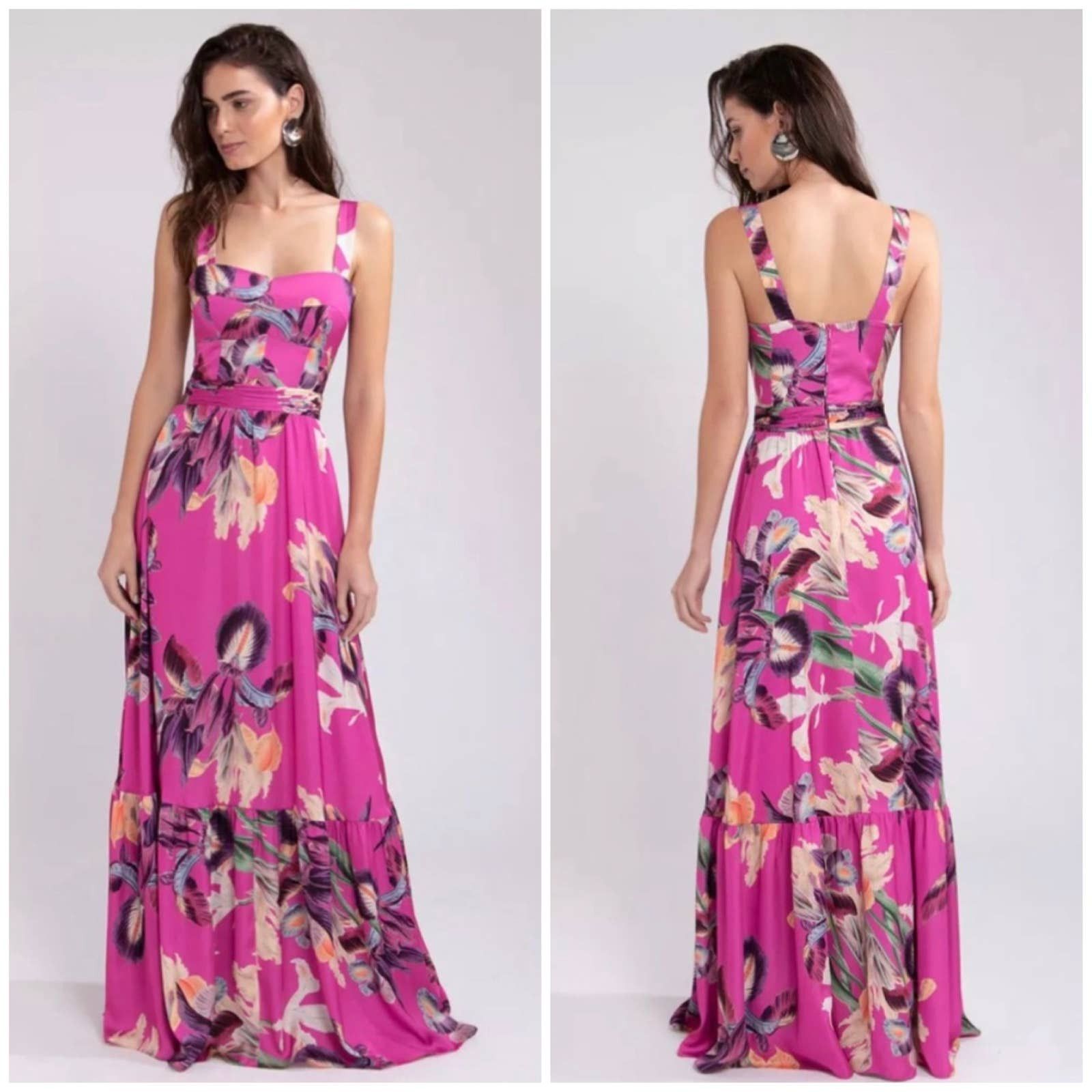 image of Patbo Grace Floral Print Maxi Dress Fuchsia Tropical Floral in Pink, Women's (Size XL)