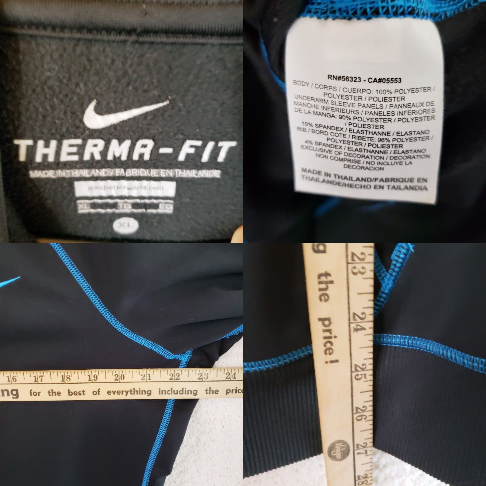 Nike Nike Hoodie Mens XL Black Therma-Fit Pullover Fleece Lined Jacket Pockets BlueT Size US XL / EU 56 / 4 - 10 Thumbnail