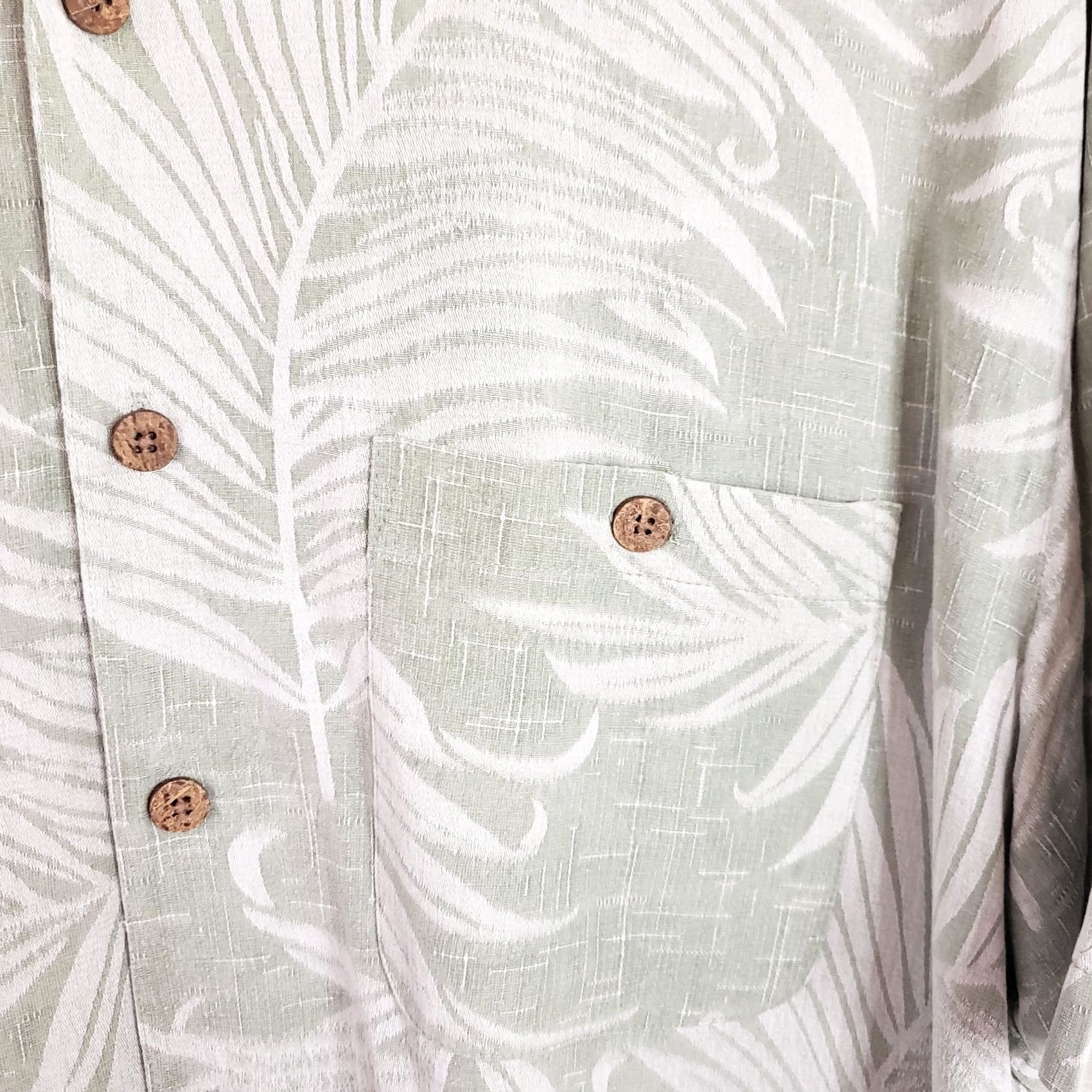 Paradise Paradise Coves Shirt Short Sleeve Button-Up Silk Green Mens L Tropical Aloha Island Relaxed Silk 100% Shirt Size US L / EU 52-54 / 3 - 4 Thumbnail