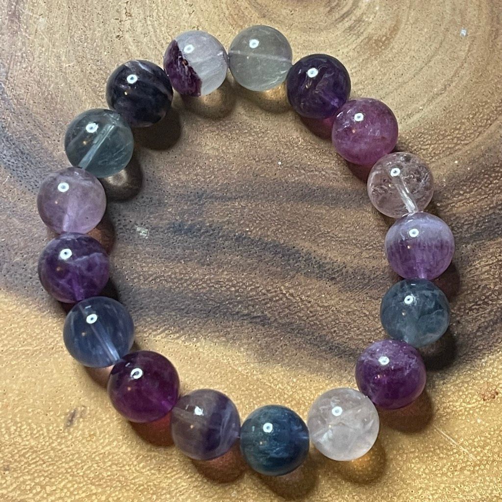 Other Fluorite bracelet striped layers rainbow colors stretch 12mm Size ONE SIZE - 7 Thumbnail