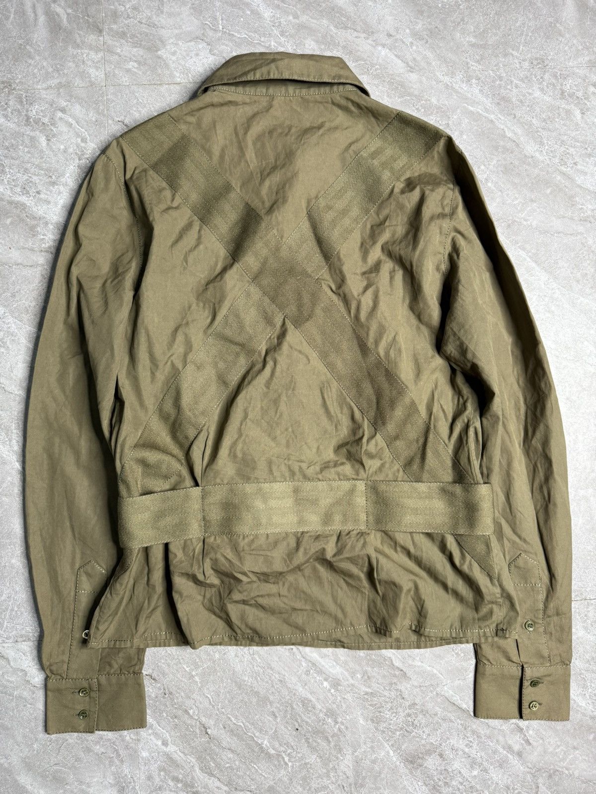 Alexander McQueen Alexander Mcqueen 2003 Military Green Bondage Belted Shirt Size S / US 4 / IT 40 - 2 Thumbnail