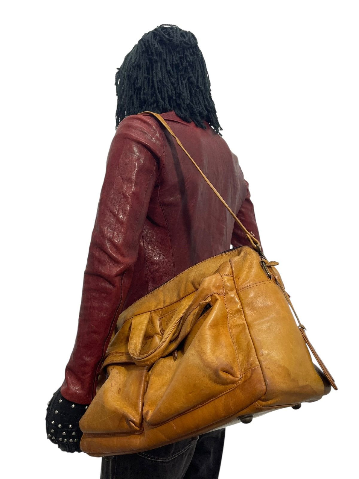 Genuine Leather Full Leather Beauty Patina Vtg TR Travel Duffle Bag 7🟩 Size ONE SIZE - 3 Thumbnail