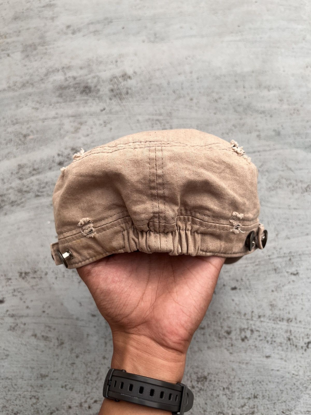 If Six Was Nine × Japanese Brand × Le Grande Bleu (L.G.B.) JAPANESE TWO FOLD DISTRESSED STUDED CADET HAT PUNK Y2K Size ONE SIZE - 6 Thumbnail