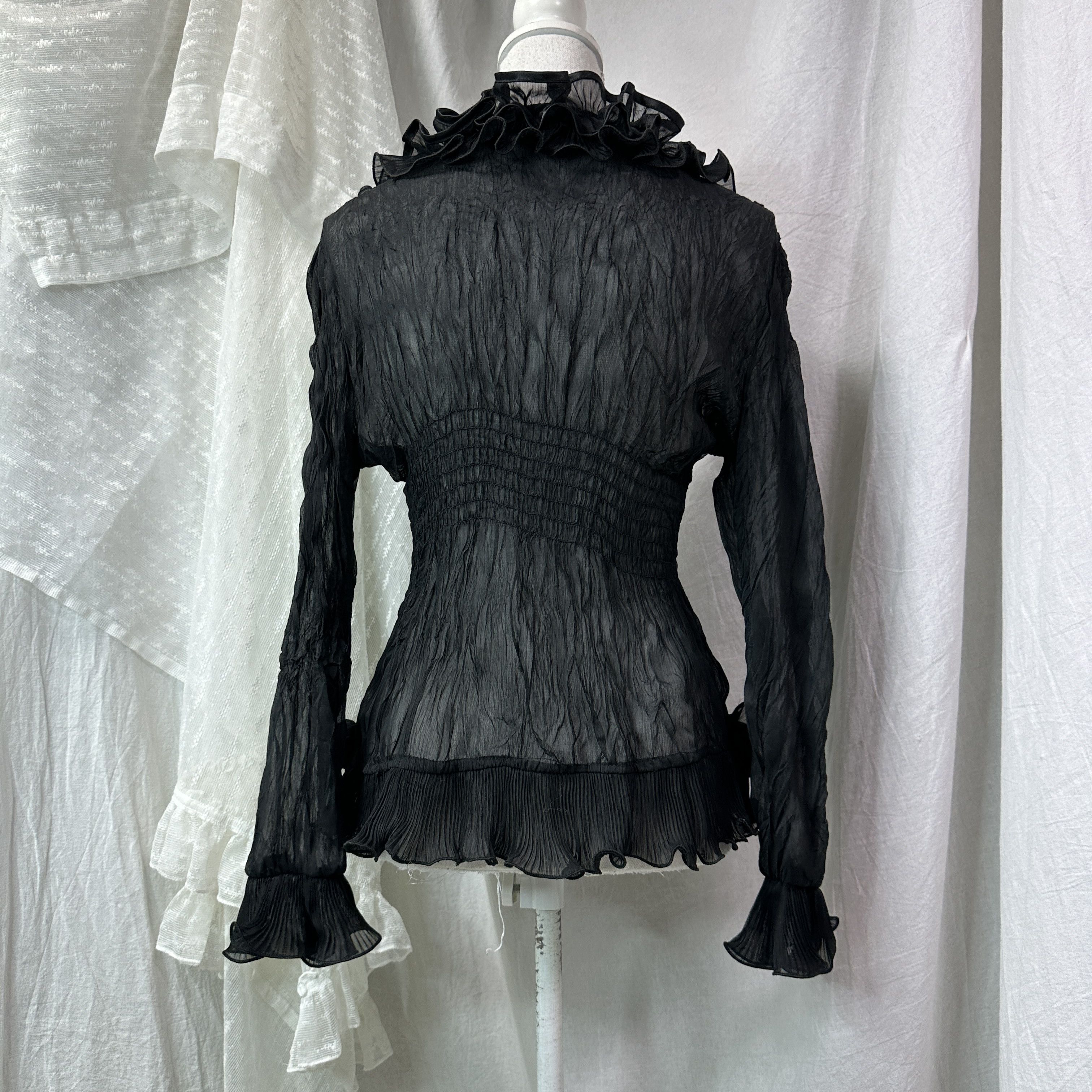 Vintage Vintage Pleated Sheer Gothic Romantic Shirt 00s Size S / US 4 / IT 40 - 6 Thumbnail