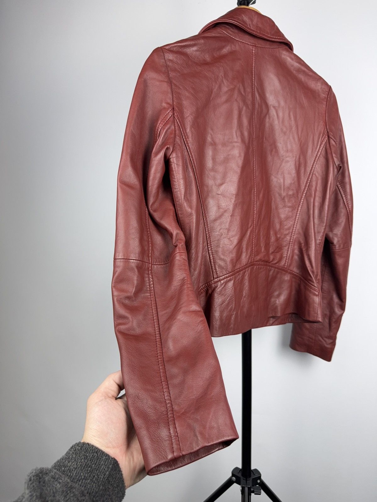 Genuine Leather Avant Garde 00s Red Leather Biker Moto Punk Rock Jacket Size S / US 4 / IT 40 - 15 Thumbnail