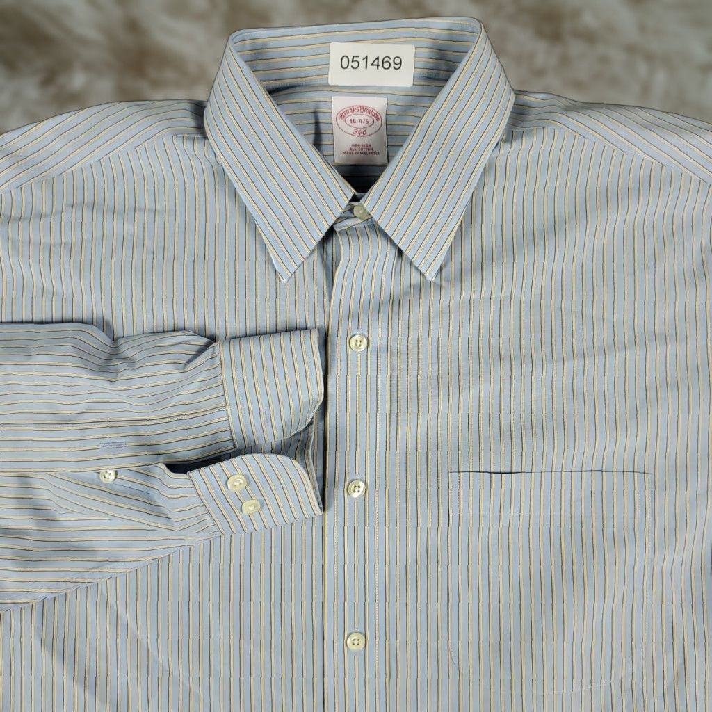 Brooks Brothers Brooks Brothers Dress Shirt Mens 16 Blue Striped Long Sleeve Button-Up Casual Workwear Size 42R - 1 Thumbnail