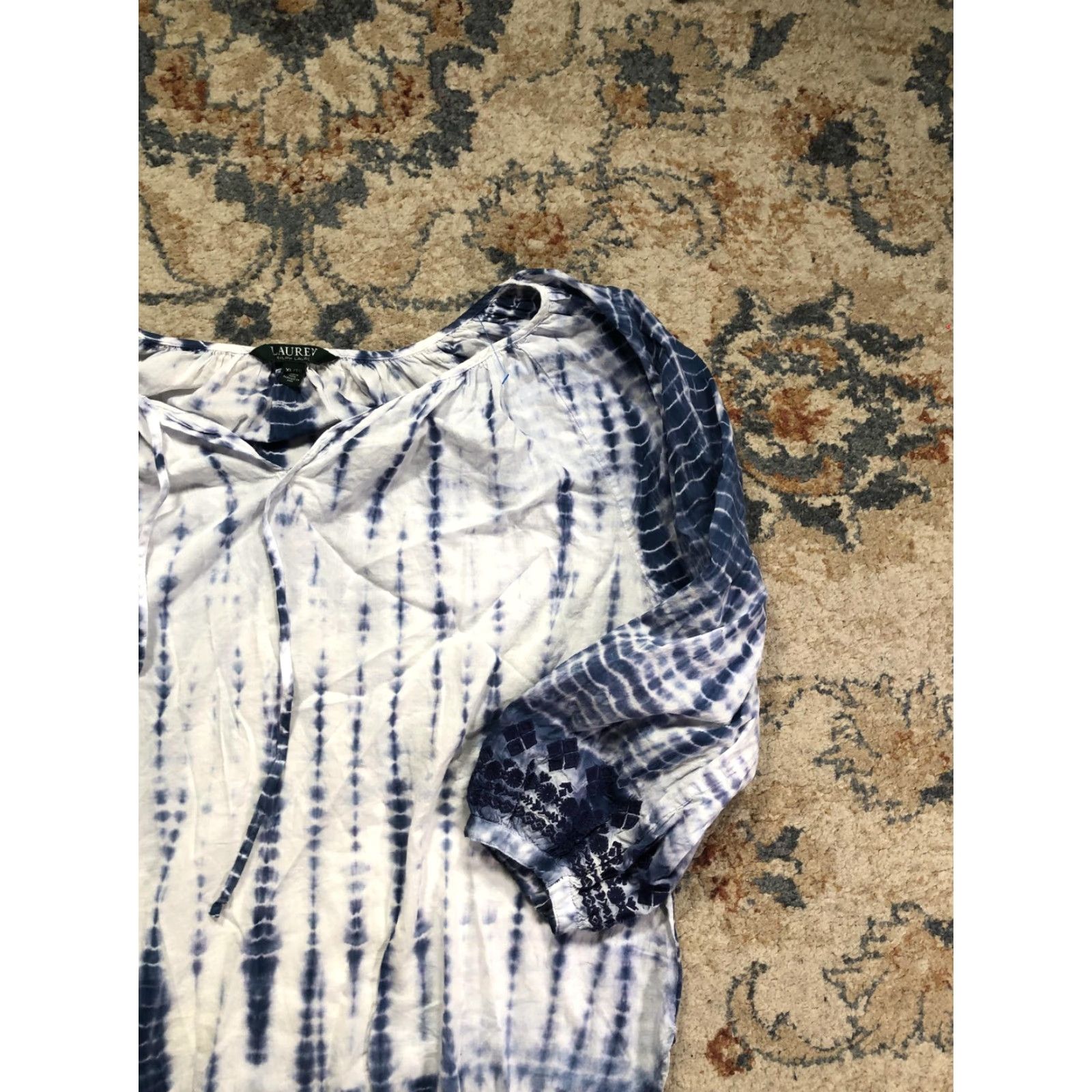 Ralph Lauren Lauren Ralph Lauren Shirt Womens XL Blue Tie Dye Peasant Tunic Boho 3/4 Sleeve Size XL / US 12-14 / IT 48-50 - 4 Thumbnail