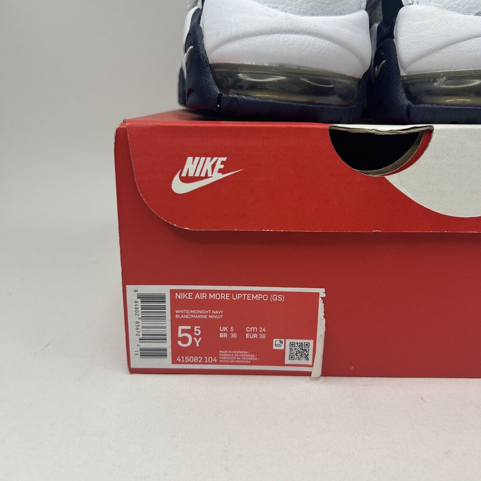 Nike Nike Air More Uptempo GS “Olympic/White Midnight Navy Blue” Size US 7 / IT 37 - 5 Thumbnail