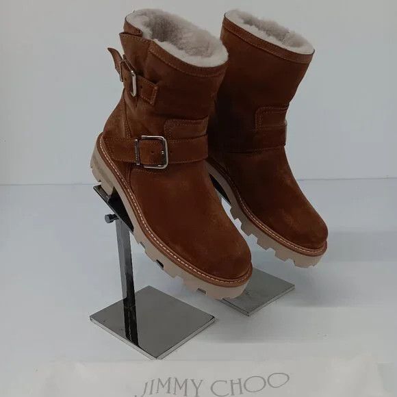 Jimmy Choo Jimmy Choo Youth II Shearling Lined Suede Biker Boots - EU36 Size US 6 / IT 36 - 1 Thumbnail