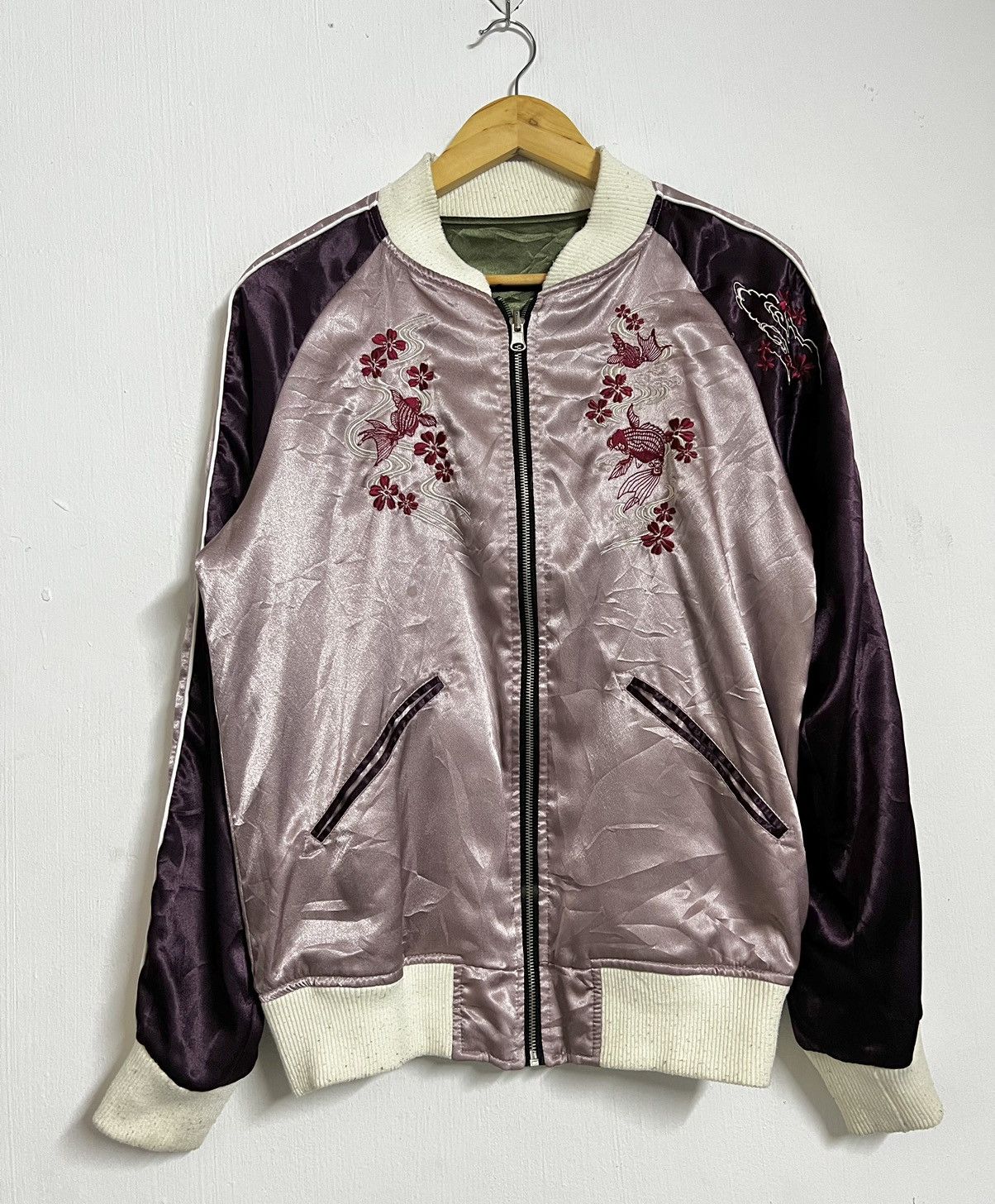 Japanese Brand × Takeo Kikuchi × Vintage 🔥HOT DROPS🔥 Koi sateen reversible souvenir jacket Size US L / EU 52-54 / 3 - 7 Thumbnail
