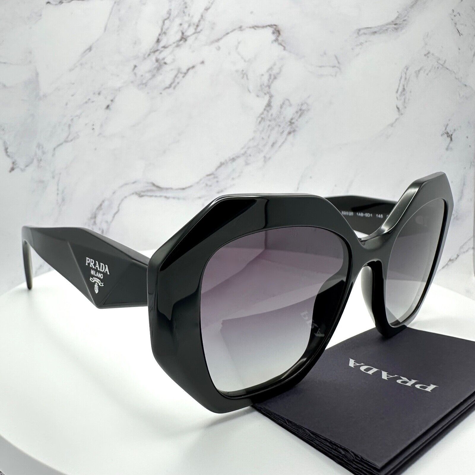 Prada New Prada Sunglasses Black Symbole Logo Square Geometric Size ONE SIZE - 19 Thumbnail
