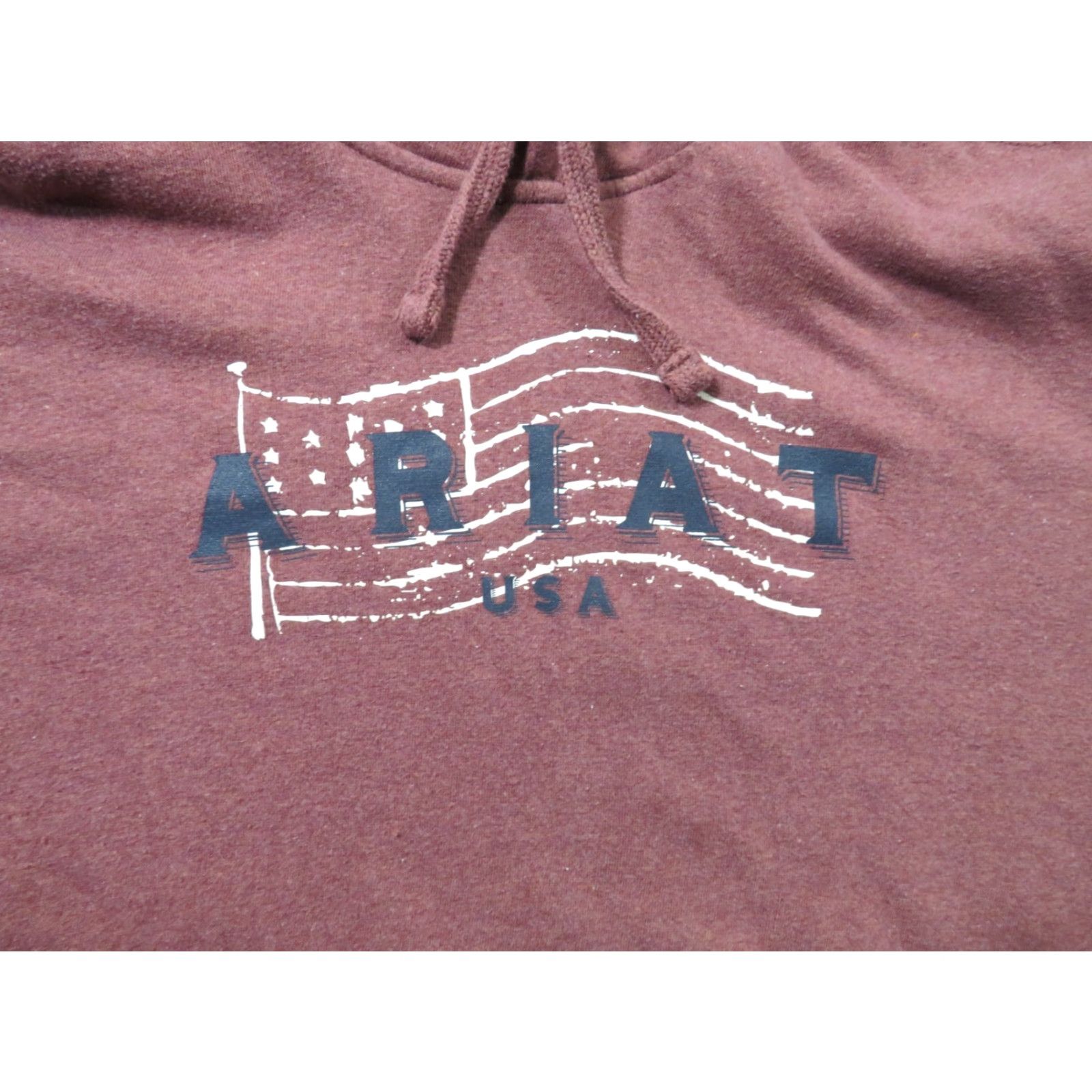 Ariat Ariat Real Women's Large USA Flag Country Hoodie Pullover Sweatshirt Burgandy Long Sleeve Hooded Pockets Graphic Print Mens Womens Girls Size L / US 10 / IT 46 - 4 Thumbnail