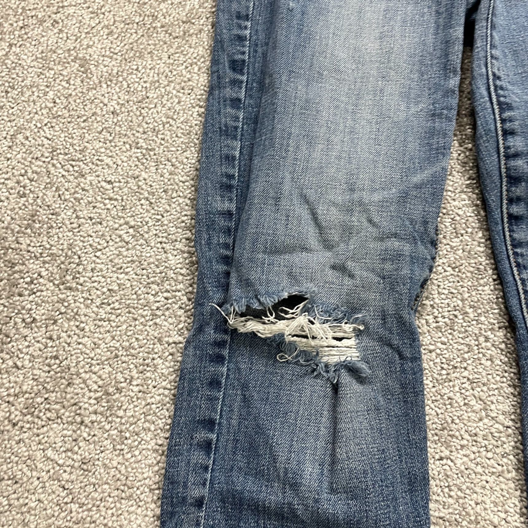 American Eagle Outfitters VINTAGE American Eagle Skinny Jeans Women 28x28 Blue Distressed Mid Rise Cotton Blend 2010s Fashion Size 26" / US 2 / IT 38 - 6 Thumbnail