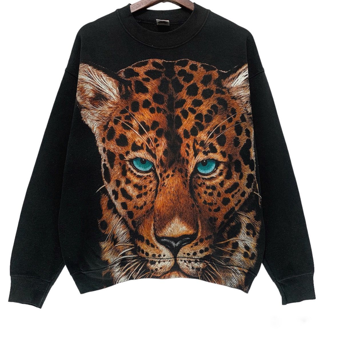 Vintage Vintage 90s Fruit of the loom Over Print Leopard Sweatshirt Size US L / EU 52-54 / 3 - 3 Thumbnail