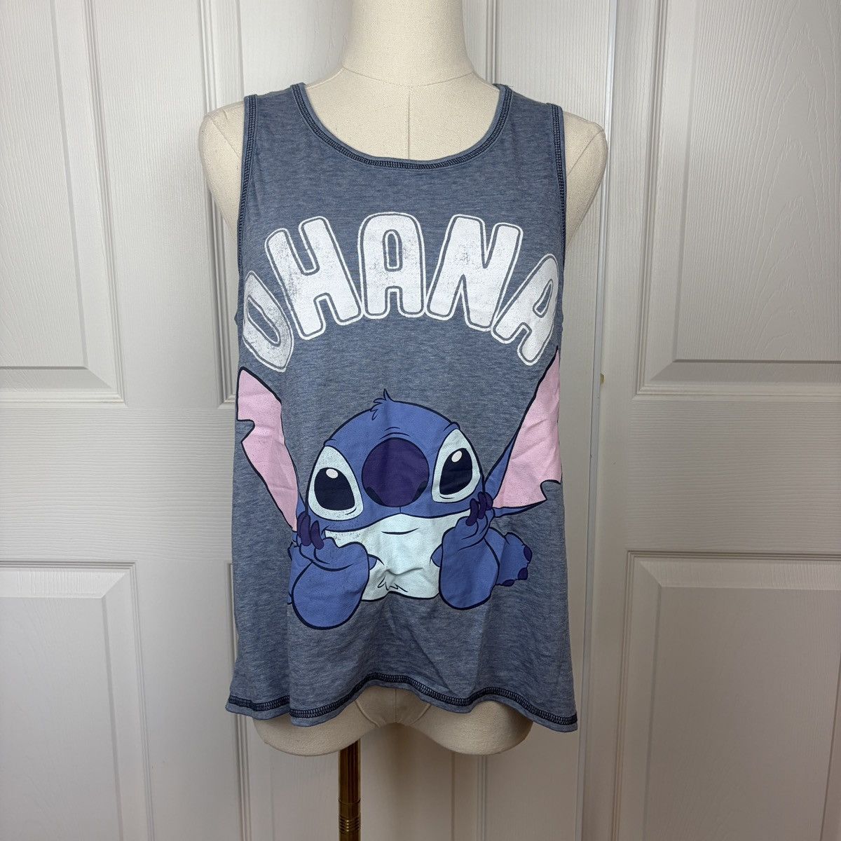 Disney stitch ohana blue tank top
