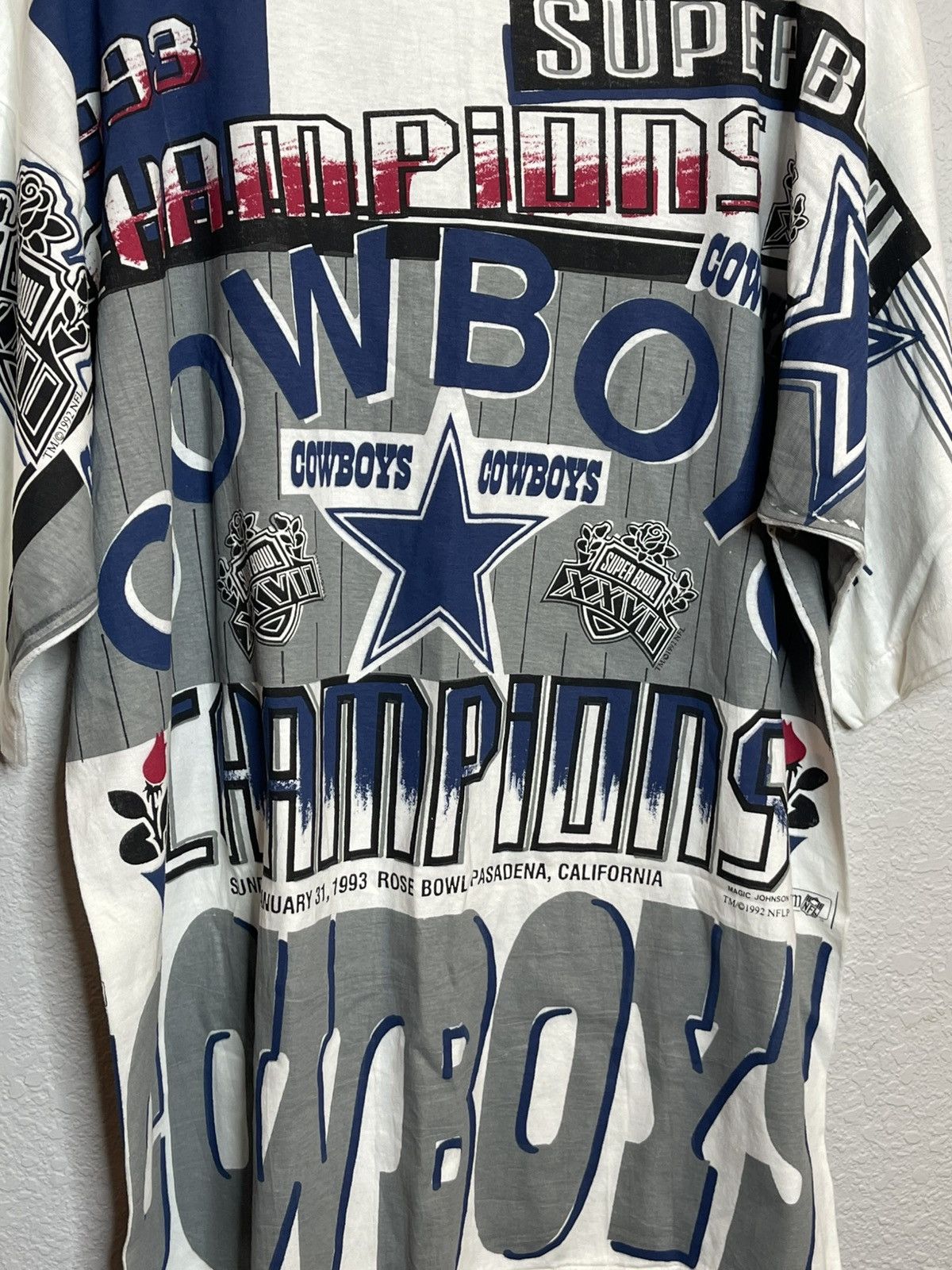 Other Vtg 93 Dallas Cowboys Super Bowl AOP T Shirt Single Stitch Size US XXL / EU 58 / 5 - 4 Thumbnail