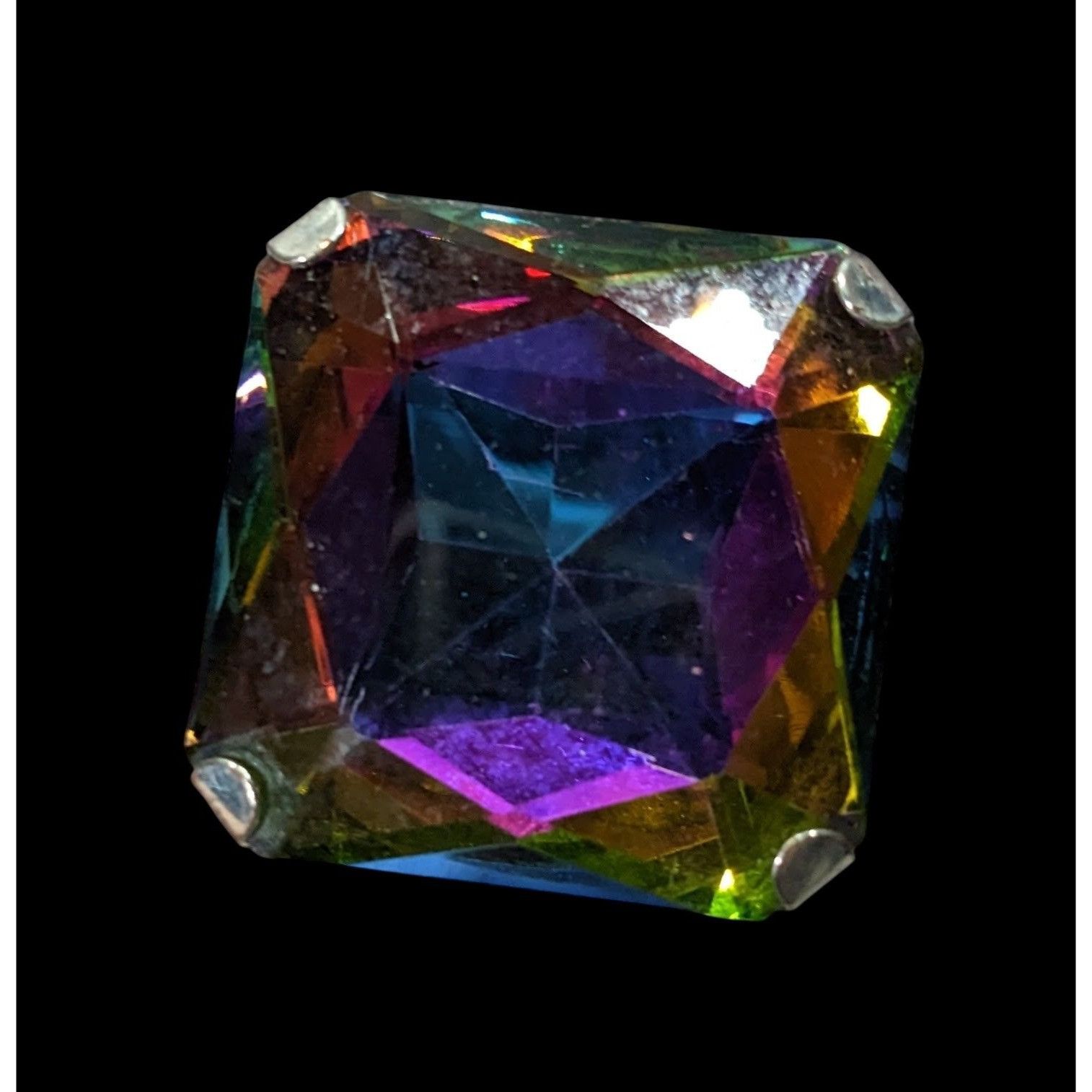 Other Fantasy Glam Rainbow Glass Oversized Faceted Costume Ring Size ONE SIZE - 3 Thumbnail