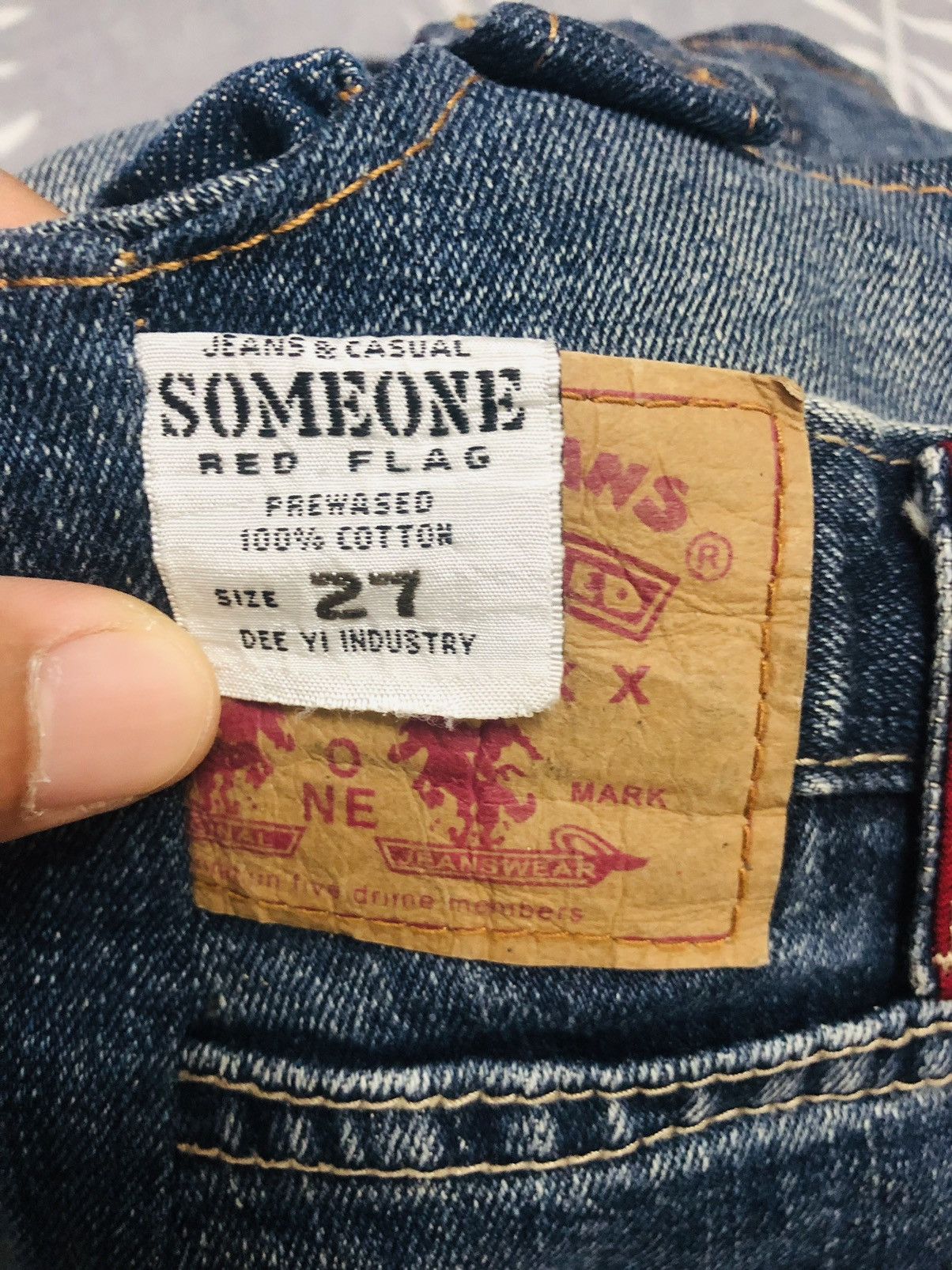 Japanese Brand Some one Red flag denim jeans tote bag Size ONE SIZE - 8 Thumbnail