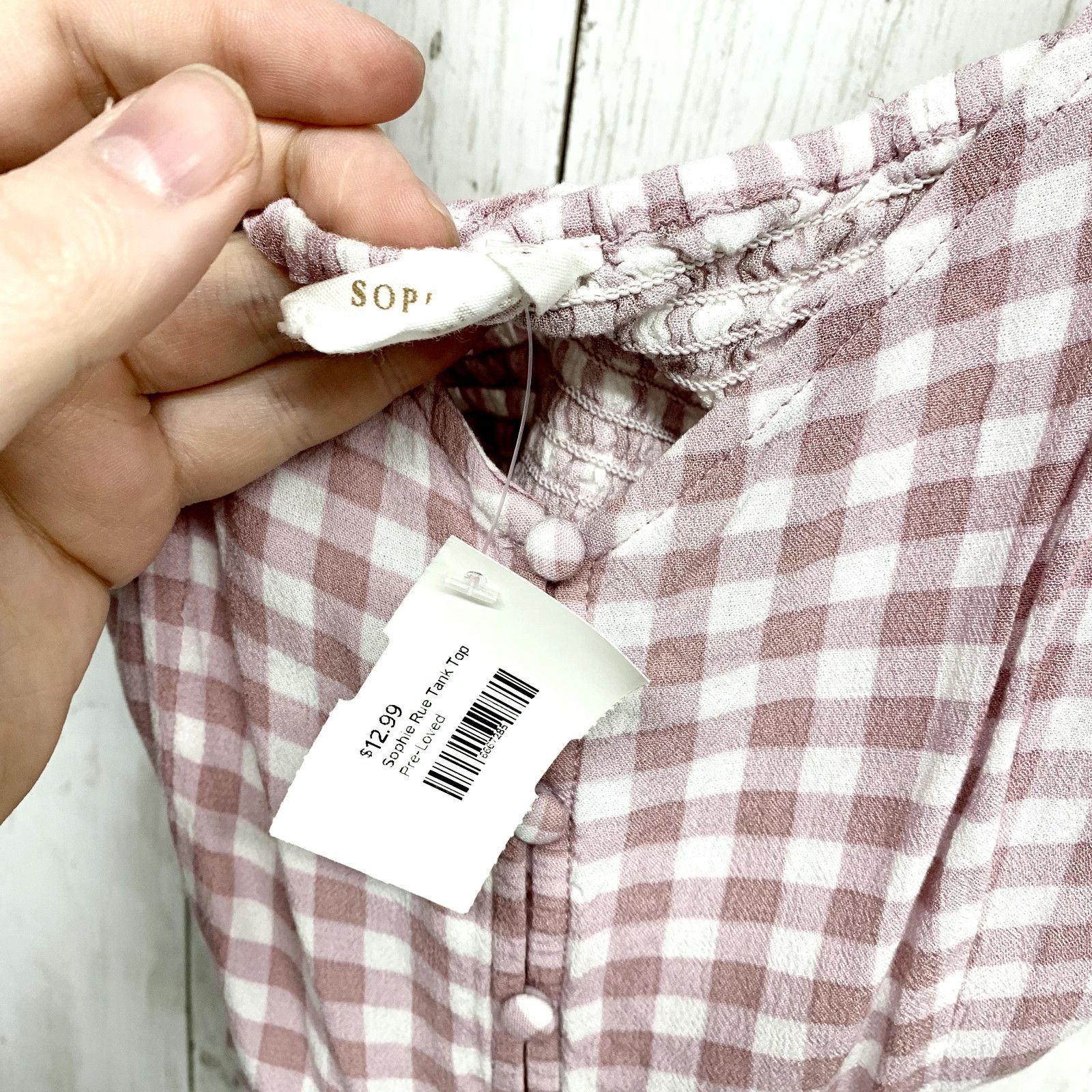 Other Sophie Rue Tank Top Size MD V Neck Plaid Pink Button Down Size M / US 6-8 / IT 42-44 - 2 Thumbnail