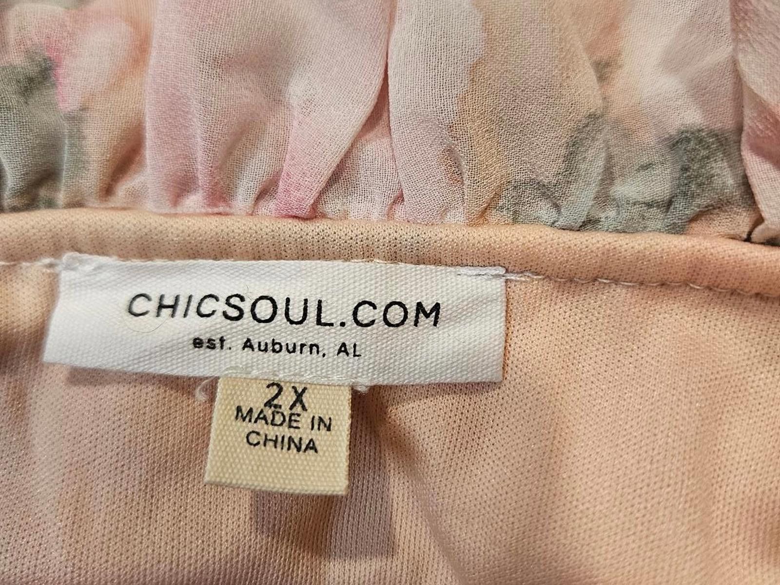 Designer Chicsoul "Lets Go Out Tonight Dress" In Blush Floral #447 Size XXL / US 16-18 / IT 52-54 - 10 Thumbnail