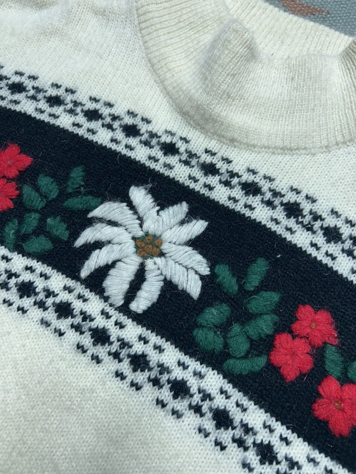 Vintage 80s knit sweater acrylic blend flowers floral cute soft L Size L / US 10 / IT 46 - 3 Thumbnail