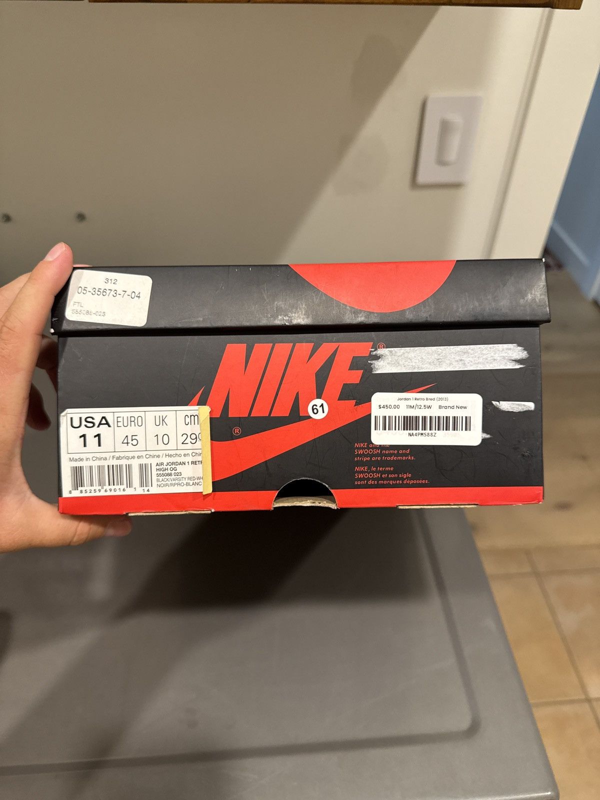 Jordan Brand Jordan 1 Bred 2013 Size US 11 / EU 44 - 6 Thumbnail