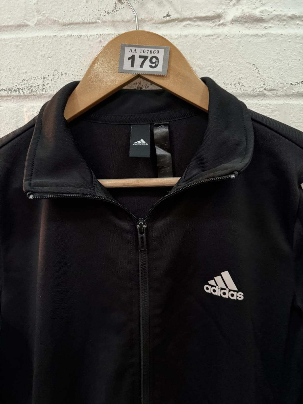 Adidas Adidas Black Track Jacket with White Stripes Size S / US 4 / IT 40 - 3 Thumbnail