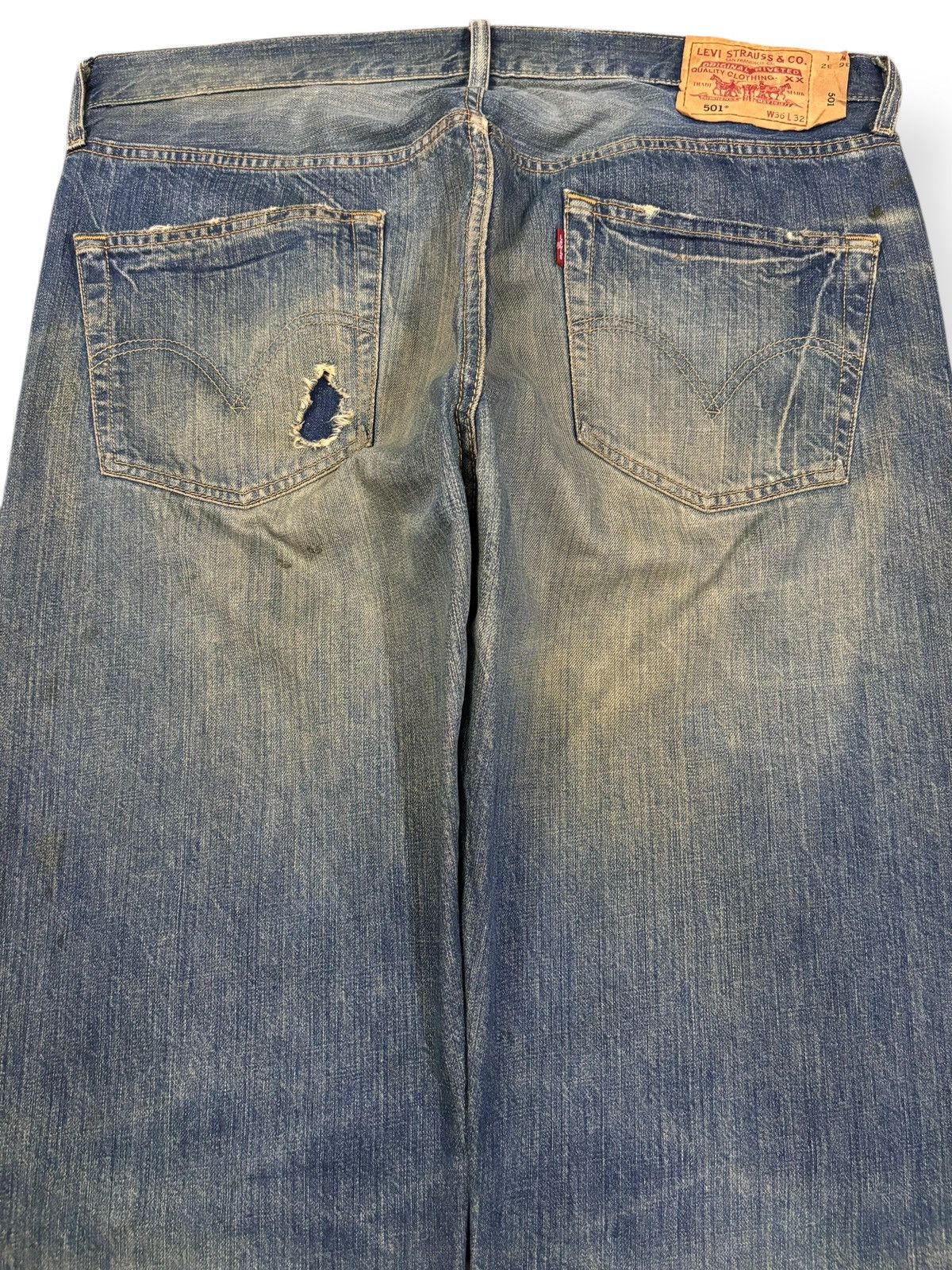 Levi's Vintage 90s Levis 501 Mud Wash Loose Fit Distressed Jeans Size US 36 / EU 52 - 11 Thumbnail