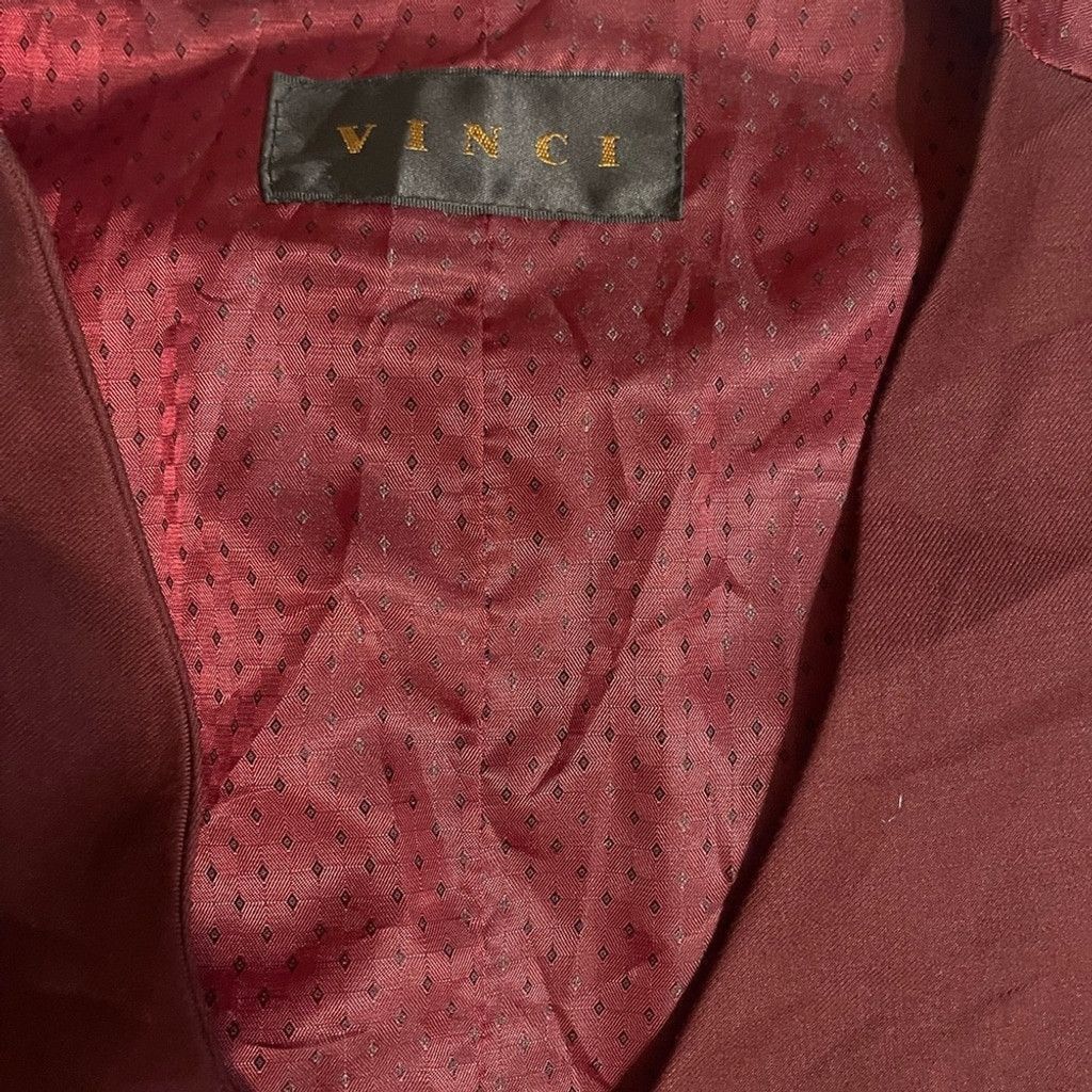 Vinci Vintage Vinci Maroon Button-Up Vest measurements shown Size US M / EU 48-50 / 2 - 5 Thumbnail