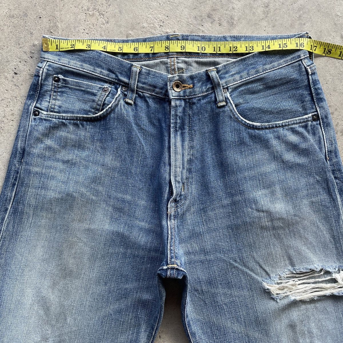 Edwin × Jean × Vintage Vintage Distressed Edwin 505 Selvedge Faded Jeans Pants W33 Size US 33 - 5 Thumbnail