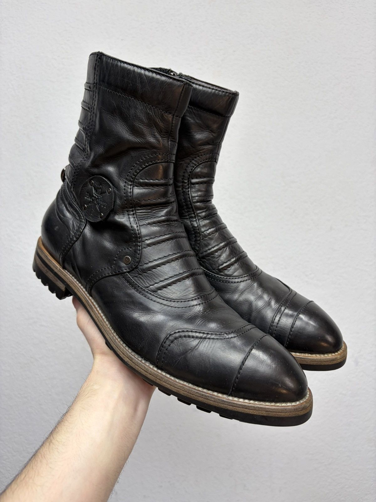 Vintage Italian AS 98 Vibe YSL Style Leather Biker Boots