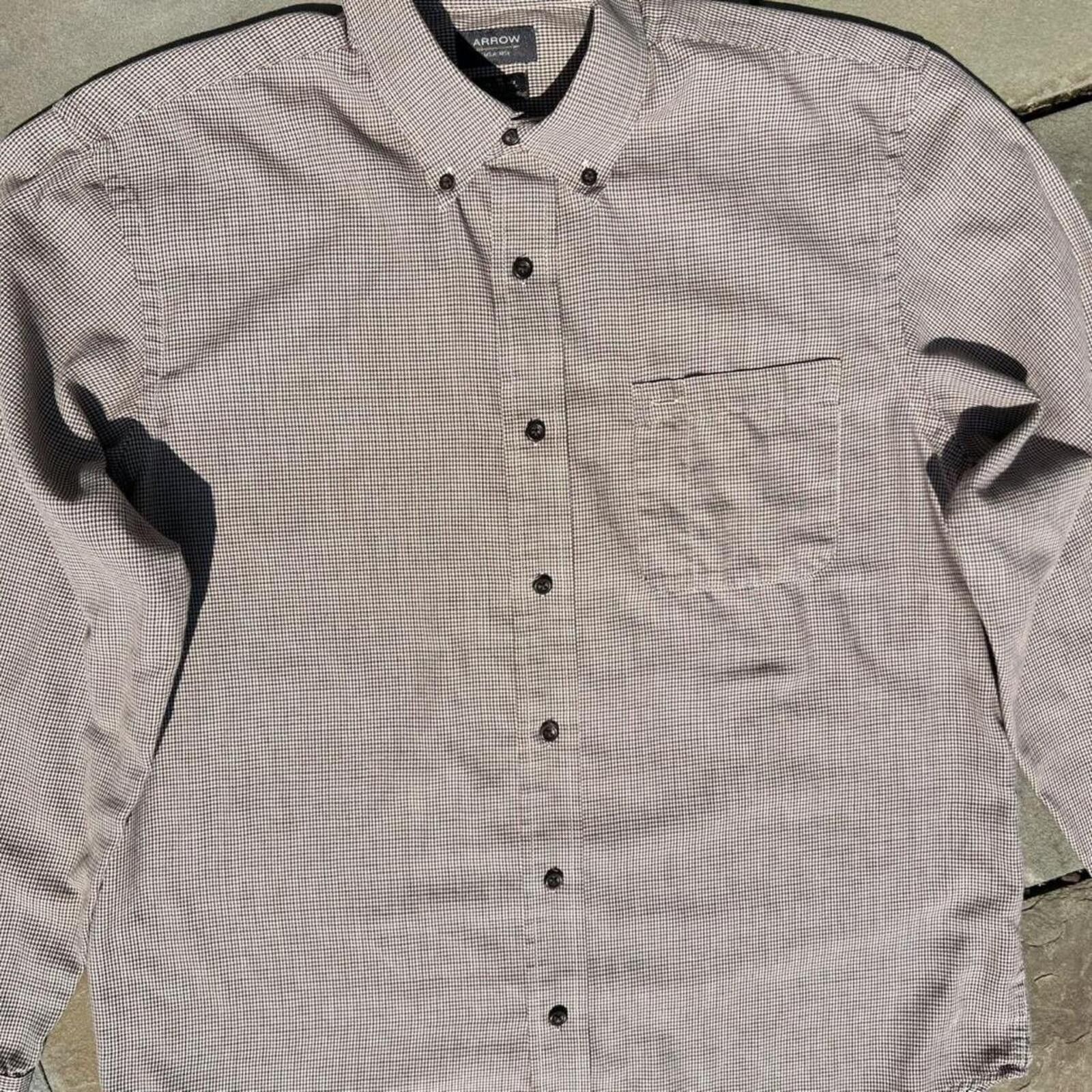 Arrow Neo-Vintage Y2K Tan/Brown Houndstooth Plaid Work Shirt Size US M / EU 48-50 / 2 - 2 Thumbnail