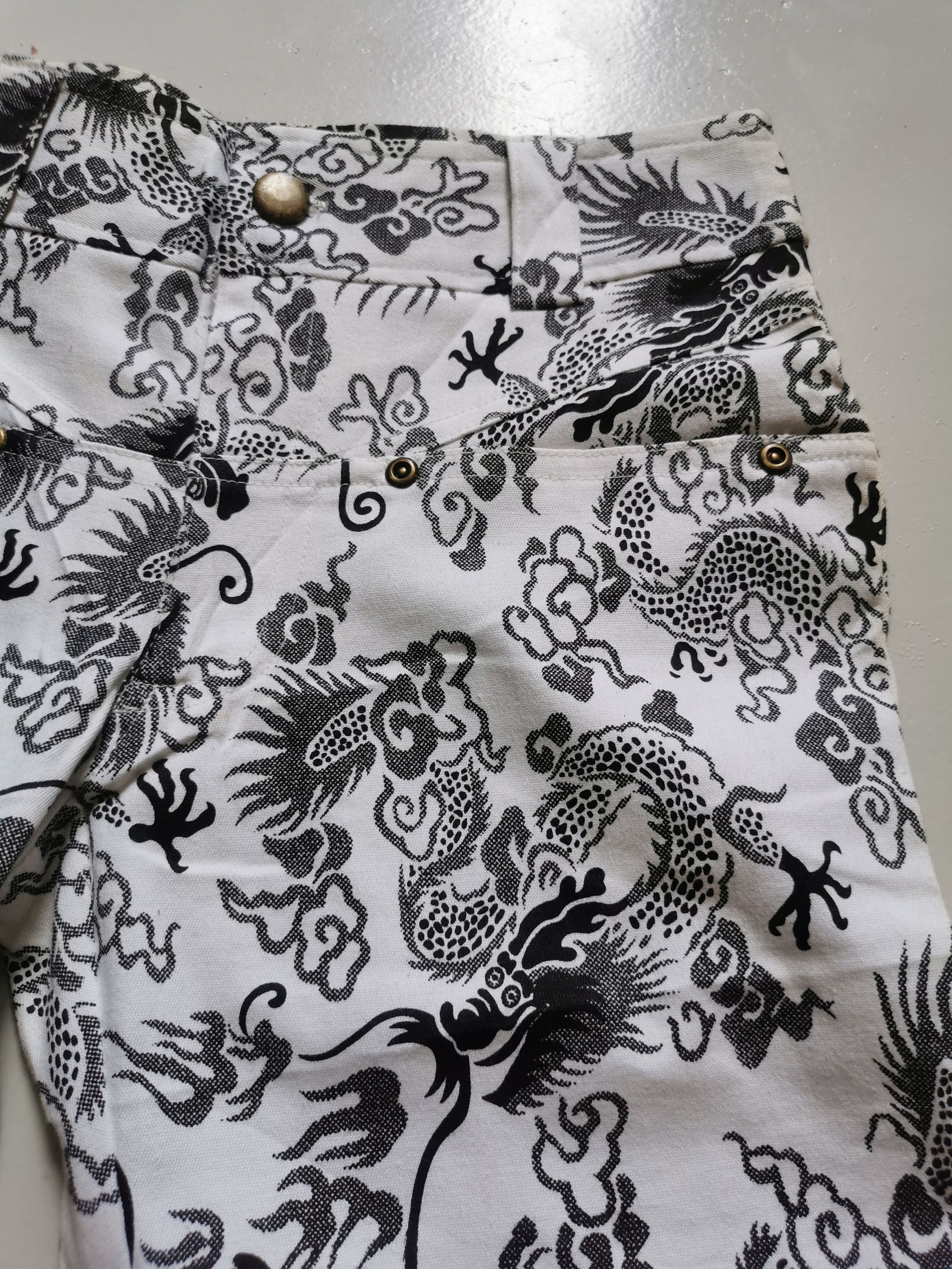 Japanese Brand 🇯🇵🔥Vintage Flare sick Over Print Dragon Motif Pants Size 26" / US 2 / IT 38 - 7 Thumbnail