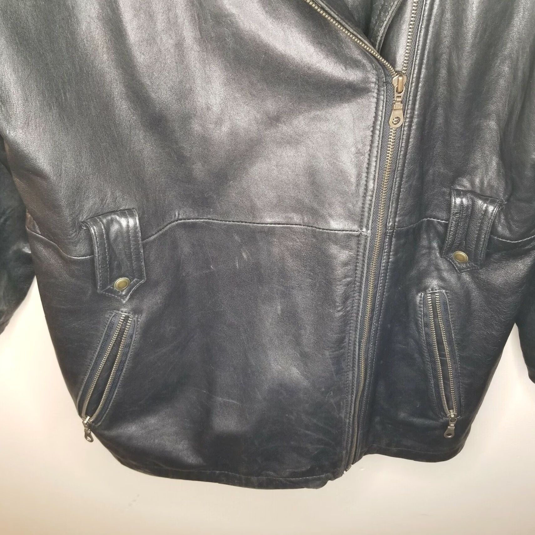 Express VINTAGE Express Leather Biker Jacket Mens Black Full Zip Small Size US S / EU 44-46 / 1 - 2 Thumbnail