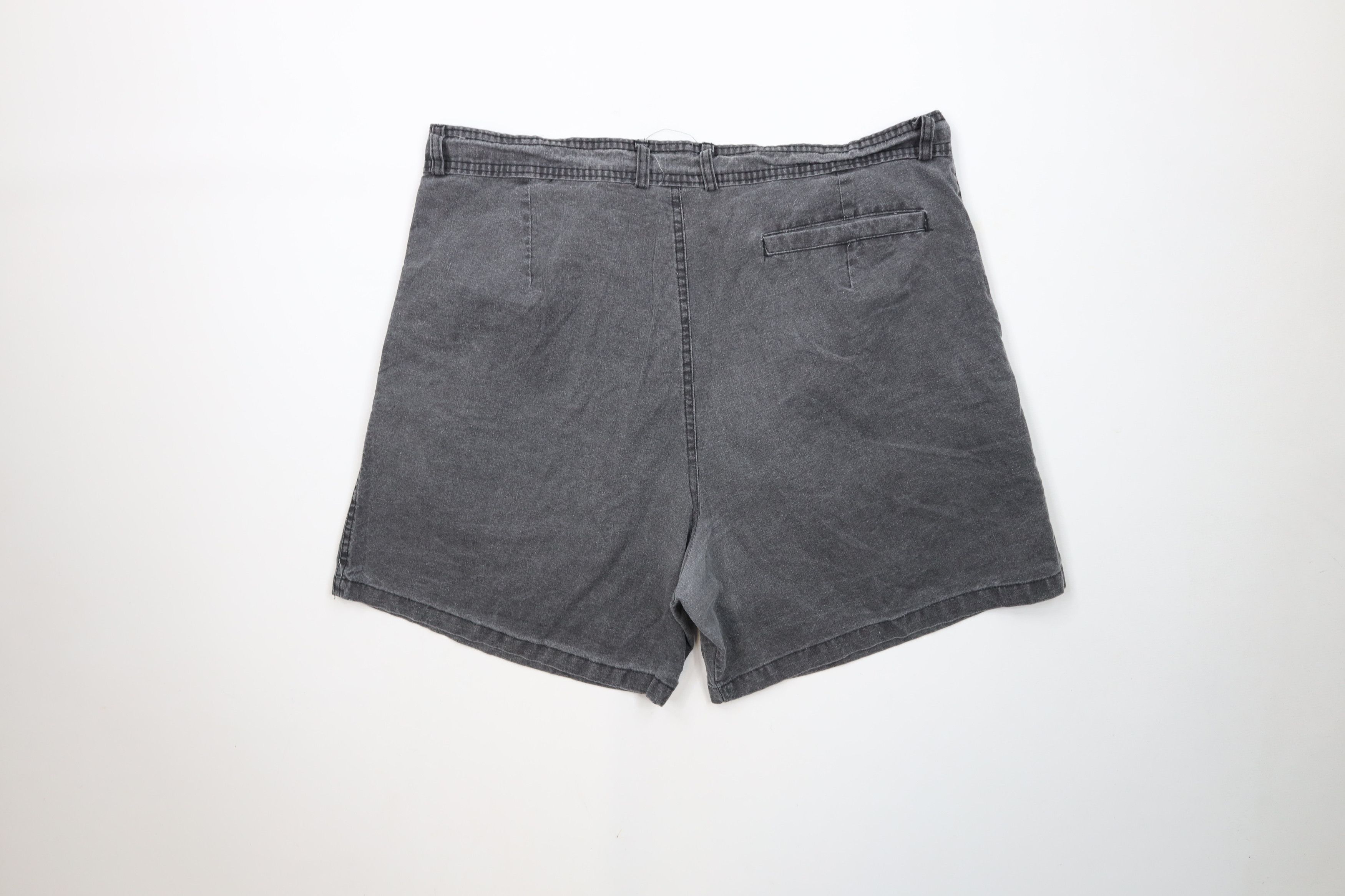 Vintage Vintage 90s Streetwear Stonewash Knee Pleated Shorts Black Size US 36 / EU 52 - 9 Thumbnail