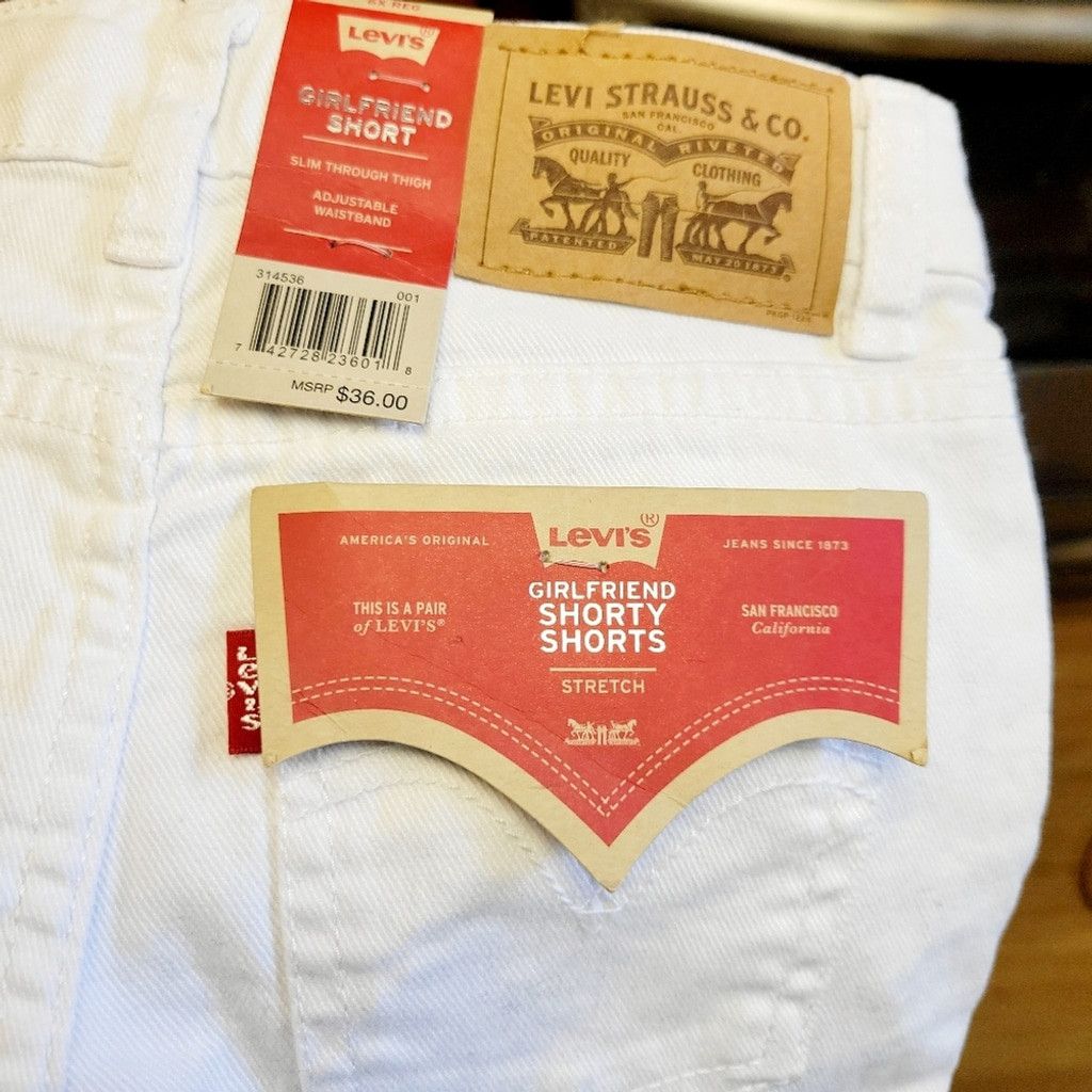 Levi's Girl's Levi's White Girlfriend Shorty Shorts Denim Size 6x Size 22" - 4 Thumbnail
